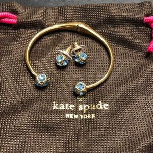 Kate Spade blue rhinestone earrings and bangle set
